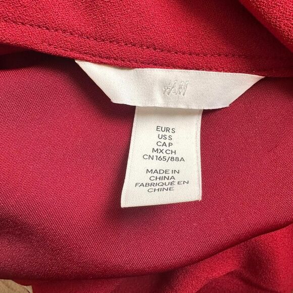 H&M Dark Red Mini Draped Off Shoulder Long Sleeve Dress Small - Picture 6 of 7